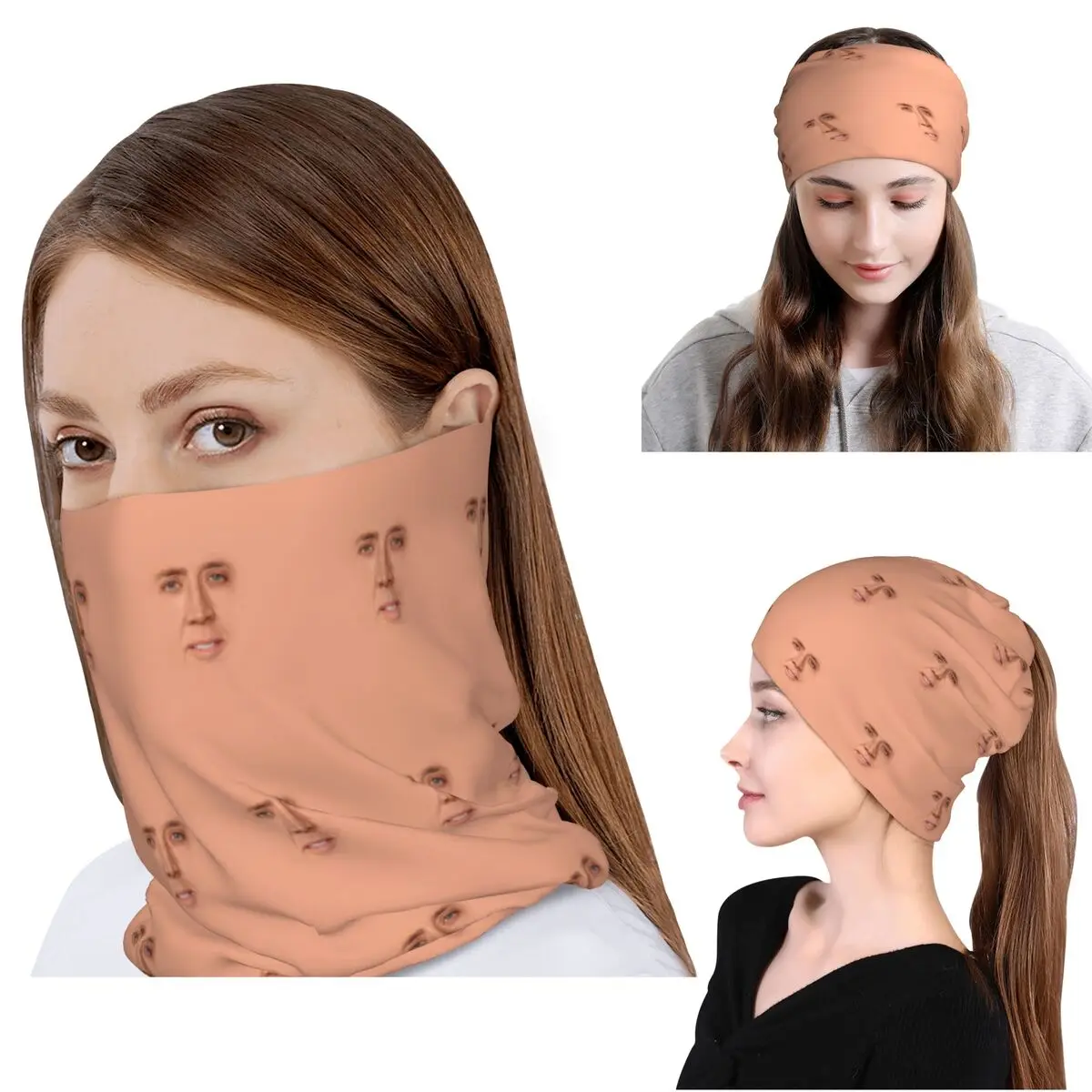 

Nicolas Cage - Face Bandana Neck Cover Wrap Scarf Warm Headwear Beanies Hat Unisex Adult Washable