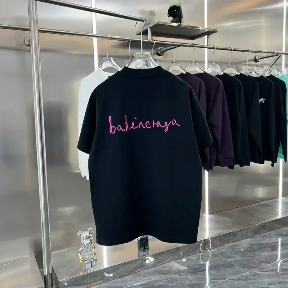 

Мужская и женская футболка Париж Лето Элитный бренд Хлопок с короткими рукавами Весна Осень Модный бренд Тяжелые простые топы