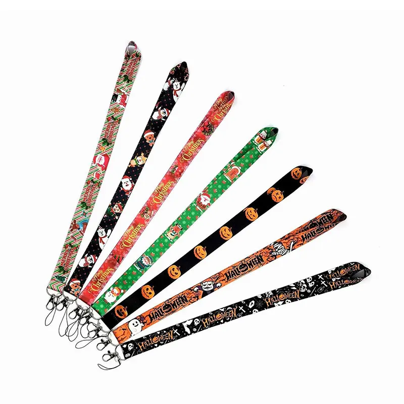 14Pcs Christmas Halloween Happy Mobile Phone Strap Long Badge Camera Strap Hanging Neck Lanyards