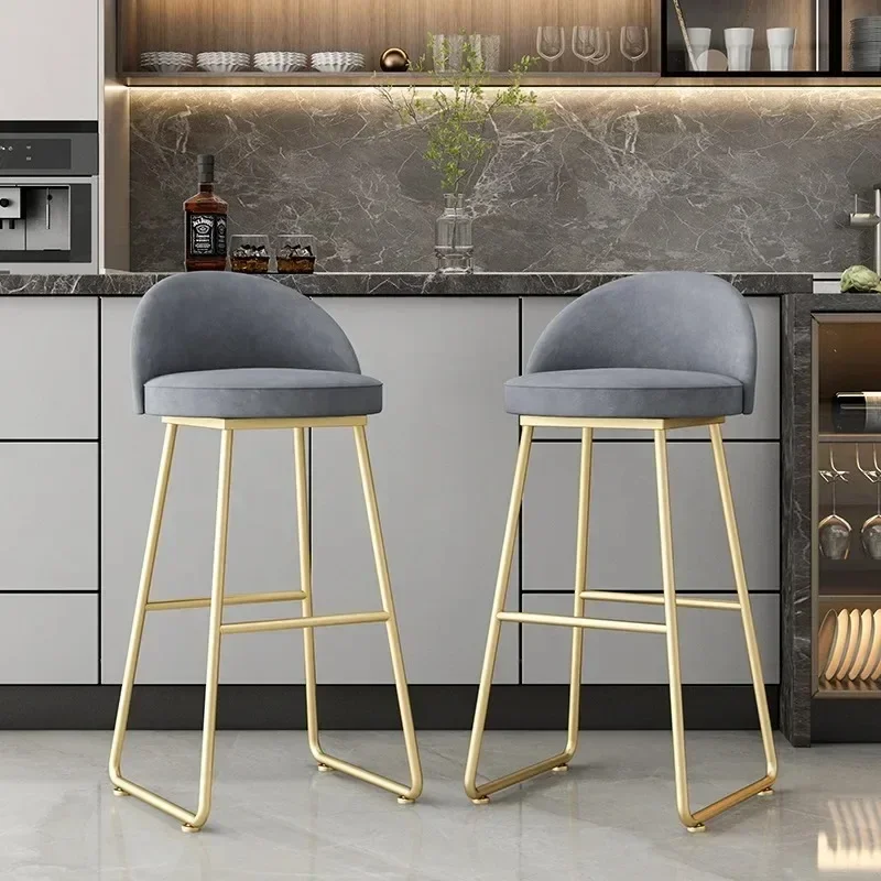 Kitchen Luxury Living Room Nordic Dining Bar Chair High Metal Golden Soft Office Chair Living Room Barstuhl Home Furniture