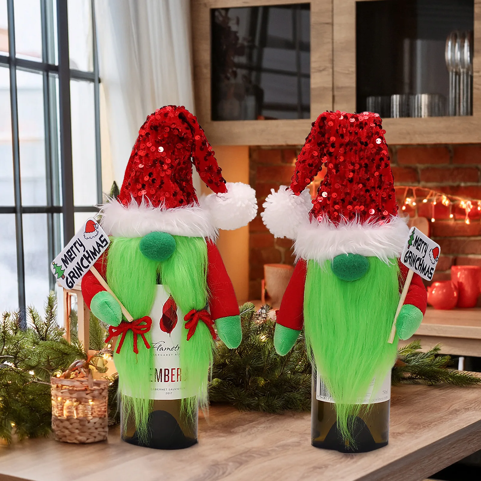 

2 шт./компл., креативная мультяшная борода, шляпа Санта-Клауса, крышка для бутылки вина, рождественские товары, фестиваль, предметы первой необходимости, домашний декор