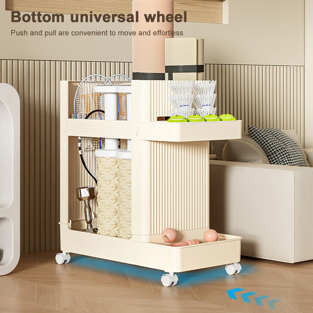 Sports Equipment Storage Rack with Wheels Fitness Equipment Storage Rack Sports Equipment Trolley Basket Yoga Mat Storage Rack