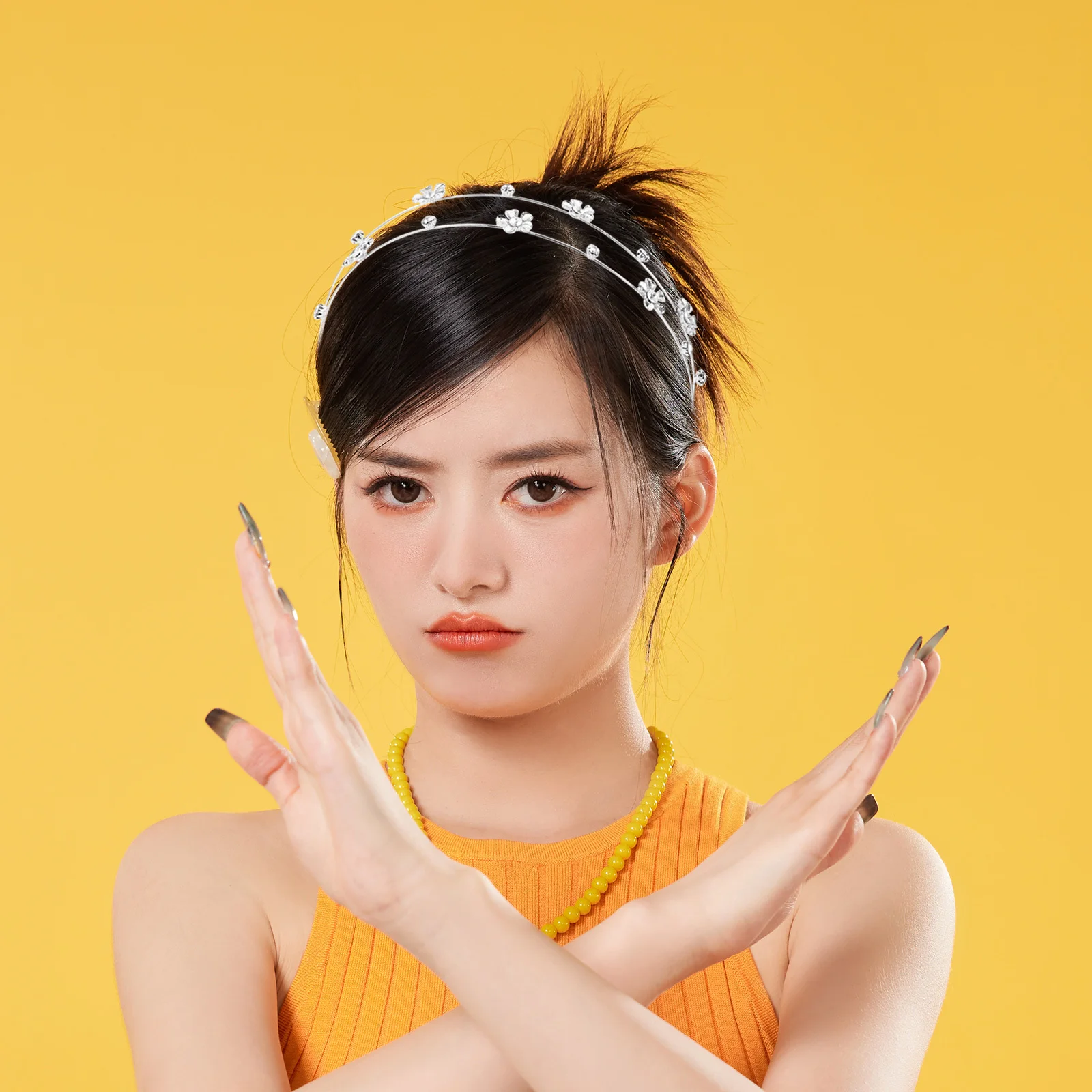 

Rhinestone Headband For Women Silver Double Layer Hair Band Bridal Wedding Party Prom Accessories Bride Mother Of The Bride Gift