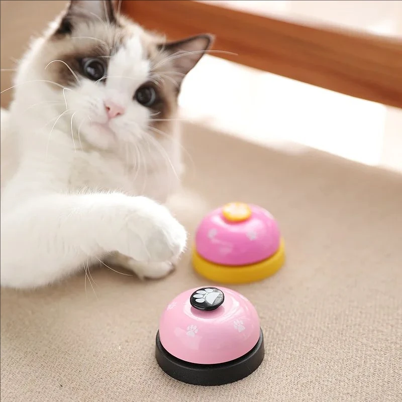 1pc Pet Training Bells Cat Training Interactive Toy Called Dinner Small Bells Footprint Ring Trainer Feeding Reminder For Teddy