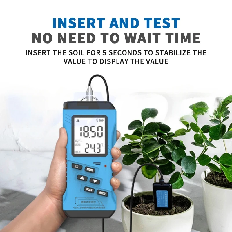 Probador rápido de suelo 7 en 1, medidor de nitrógeno, fósforo, potasio, N, P, PH, humedad, conductividad nutritiva, medidor EC