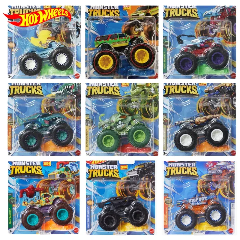 Official Hot Wheels Car Monster Trucks Boys Toys Duck Roll Mega Wrex Jurassic Park Big Foot Scorpedo Vehicle Model Birthday Gift