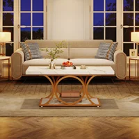 Tribesigns Rectangle Coffee Table, 47.24-inch Modern Coffee Tables for Living Room, 2-Tier Faux Marble Wood Coffee Table 5