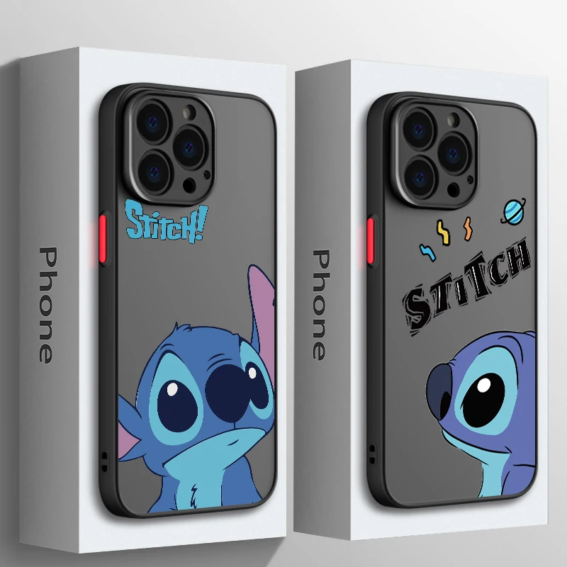 Disney Anime Stitch Cute Phone Case For Apple iPhone 15 14 13 12 11 XS Mini Pro Max 8 7 XR X Matte Frosted Translucent