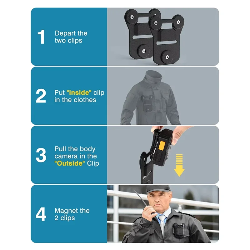 M07K-Body Camera Magnetic Mount Magnetic Suction Back Clip Universal Wearable Law Body Cams
