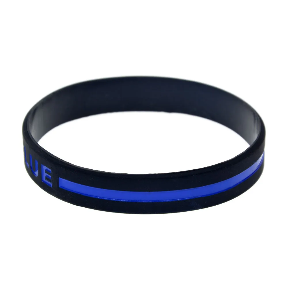 1 PC Back The Blue Line Silikon-Armband, Sport-Gummiarmband, schwarz, Erwachsenengröße – Detail 6