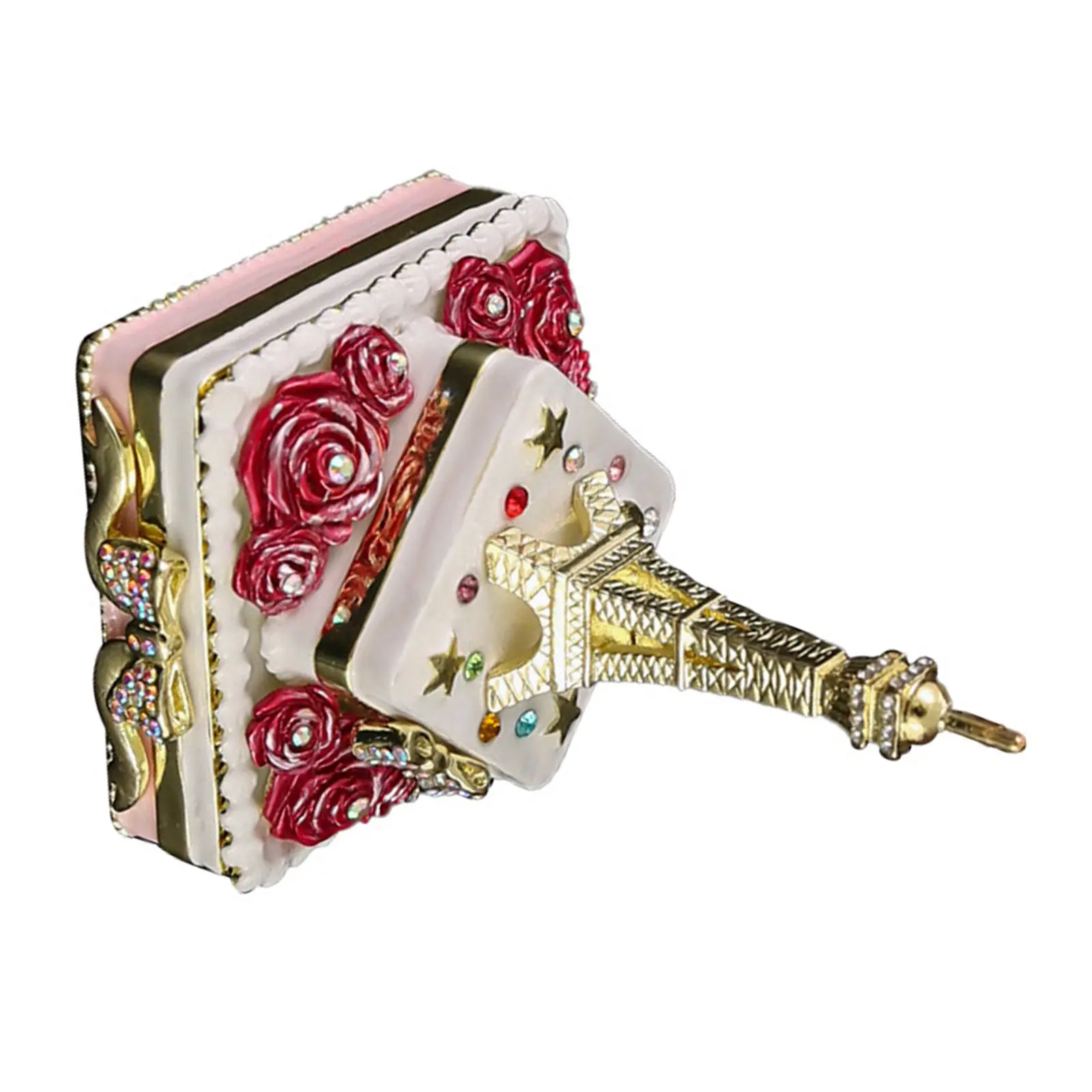 Eiffel Tower Jewelry Box Vintage Metal Trinket Box Keepsake Storage Box Enamel Jewelry Box Showcase For Rings Earrings Organizer