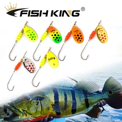FISH KING Spinner Spoon Fishing Lure Hard Bait Artificial Bait Metal Sequins Single Hook Wobblers Bass Wobblers 4.1g-15g