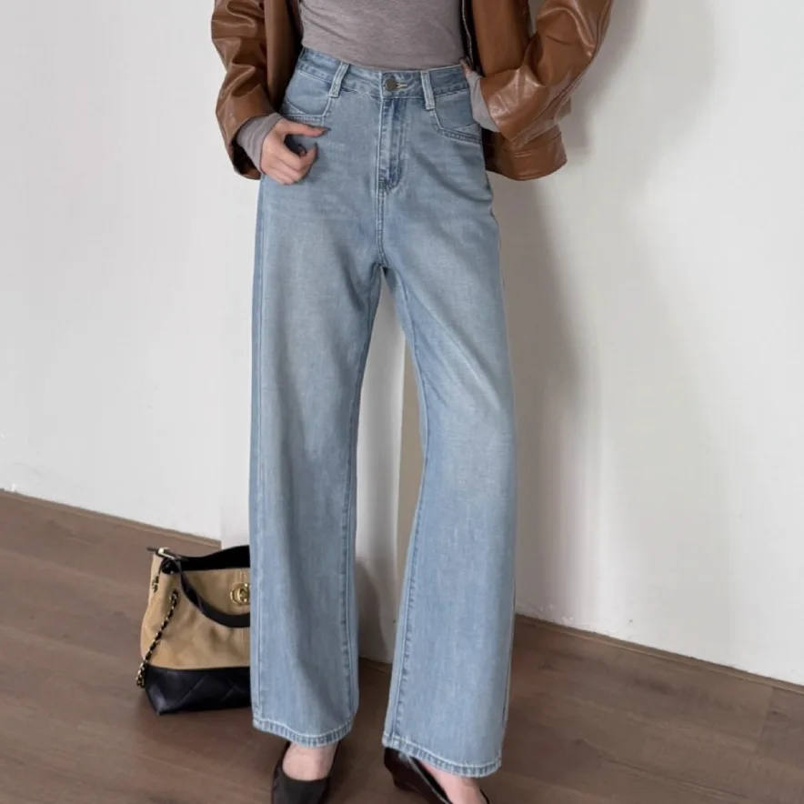 

Women's 2026 Spring New Lyocell And Cotton Denim Jeans Straight Leg Casual Vintage Loose Fit Soft Thin Jeans High Quality