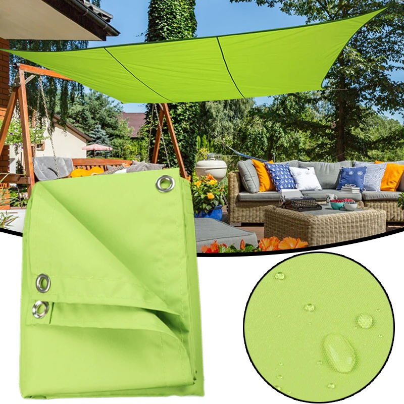 

300D Green Waterproof Sun Shelter Yard Terrace Sunshade Cover Outdoor Camping Tent Rectangle Sun Shade Sail for Swimming Pool