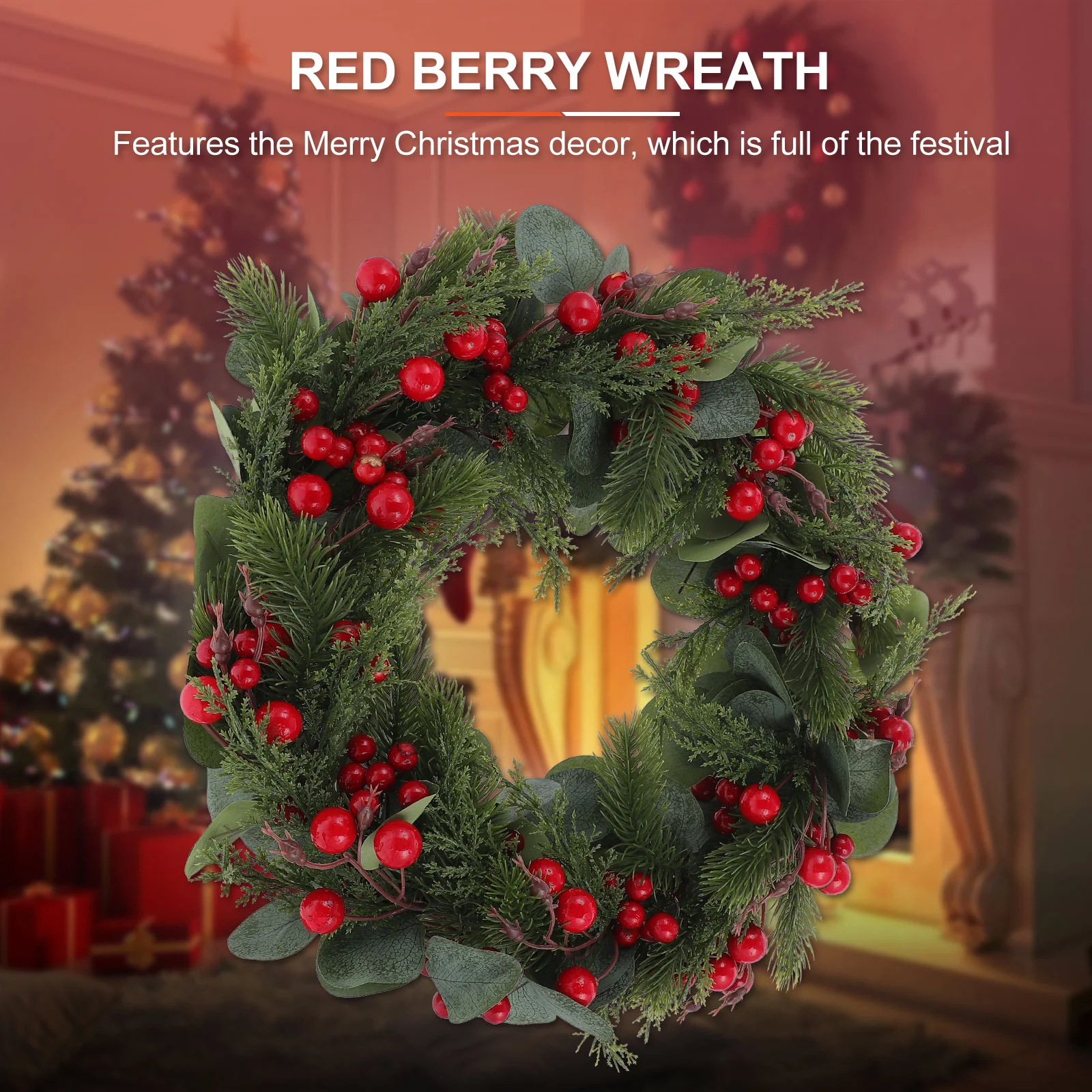 

Holiday Red Eucalyptus Wreath Greenery Garland Christmas Decoration Tree Tinsel