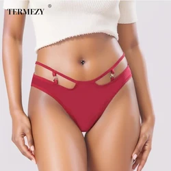 TERMEZY Sexy Thin Belt Triangle Pants Hollowed Out Women's Panties Metal Accessories Underwear Solid Color Low-Rise Knickers