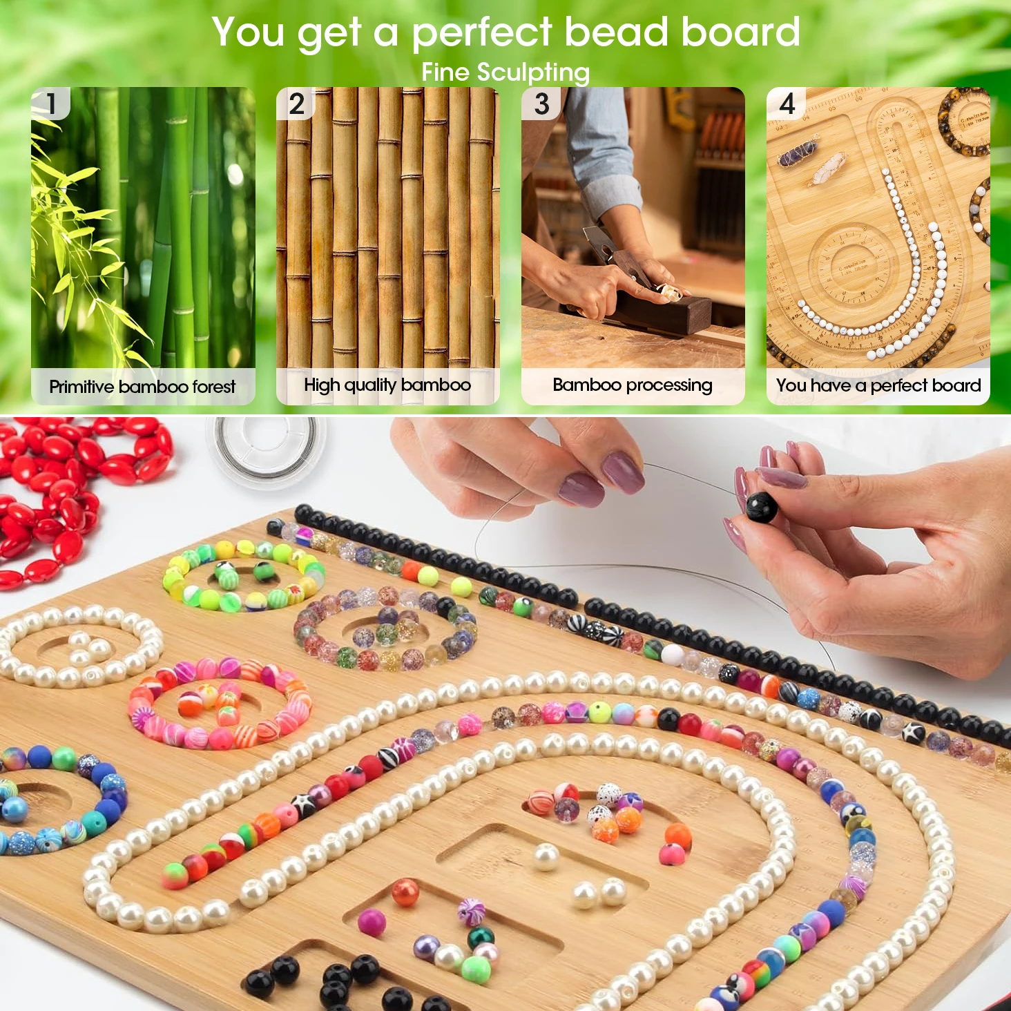 Wooden Beading Design Board Bamboo Jewelry Display Stand For DIY Bracelet Necklace Mats Tray Beads Accessories Measuring Tools