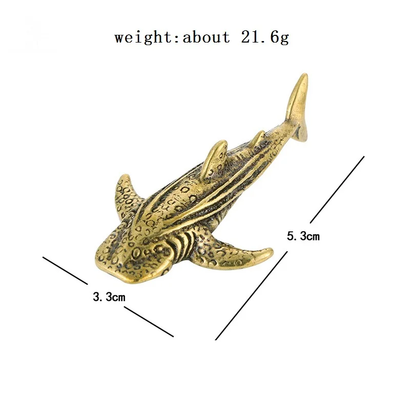 Sea Animal Shark Figurines Miniatures Retro Brass Office Desktop Crafts Ornament Gifts Home Decorations Living Room Accessories