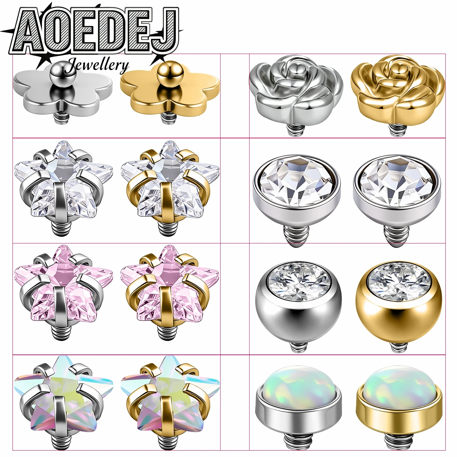 AOEDEJ 1-10 Stück/Set 18G CZ Kristall-Ohrstecker Edelstahl Labret Lippenstecker Blumen-Ohrhelix-Piercing-Zubehör