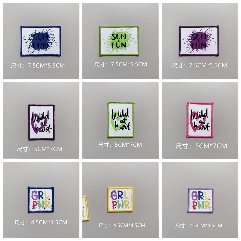 10PCS English letter Series Multi-Color Lock Edge Three-Dimensional Printing Cloth Patch Screen Offset Printing Cloth Patch DIY