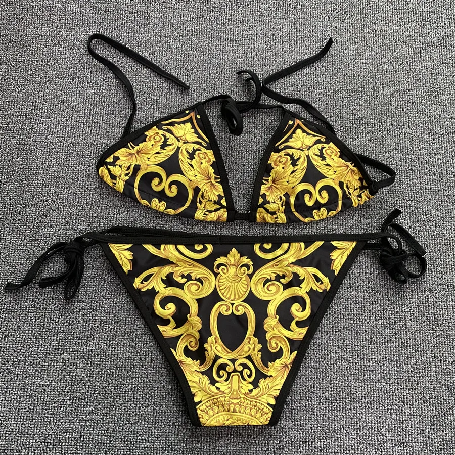 2024 New Gold Design Bikini Swimwear for Women Sexy Bathing Suit Beachwear Summer two piece Sexy Lady Swimsuit