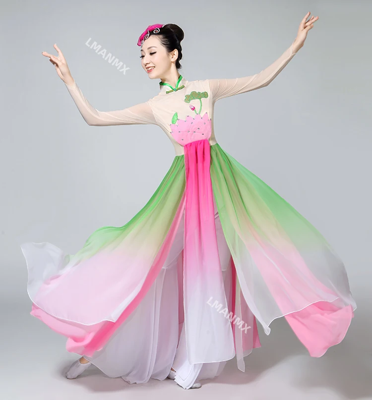 Classical Dance Floating Performance Clothes Women Elegant Chinese Dance Practice Clothes Water Lotus Umbrella Dance Costume