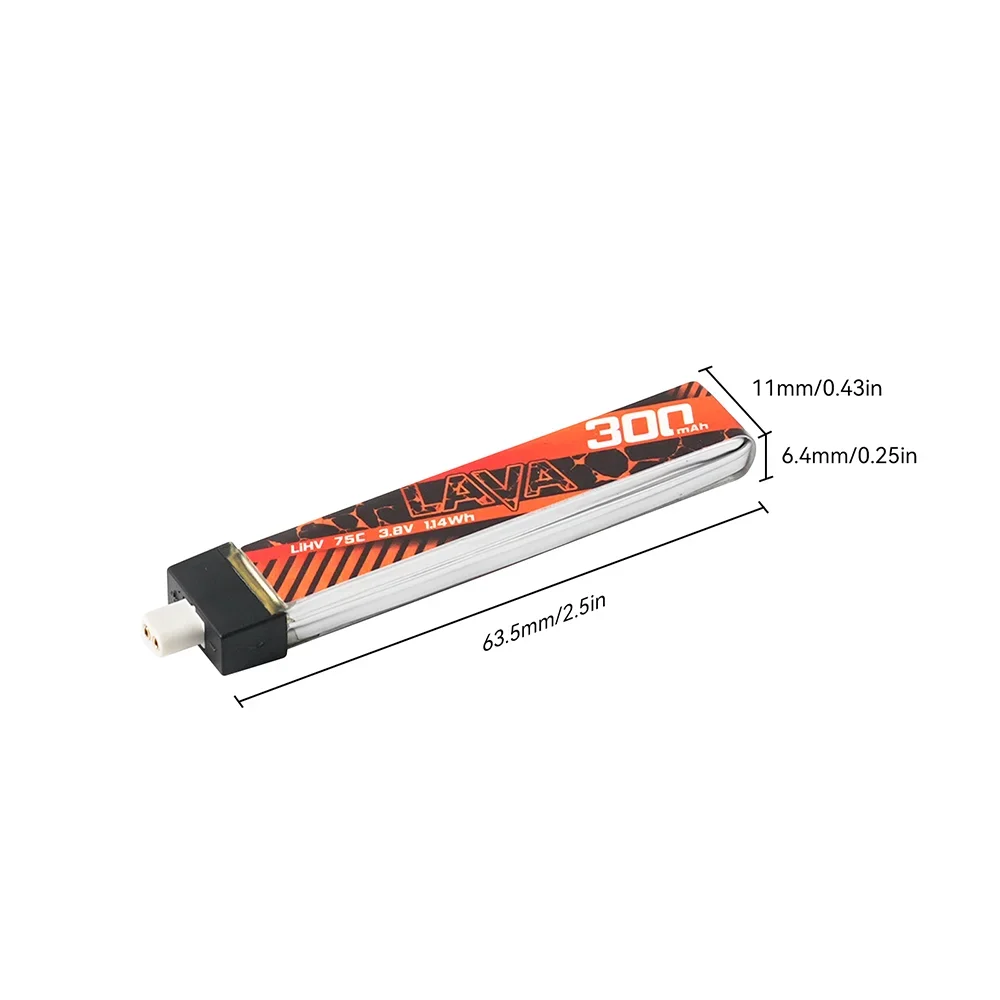 BETAFPV-batería LAVA 1S, 300mAh, 75C, 5 piezas