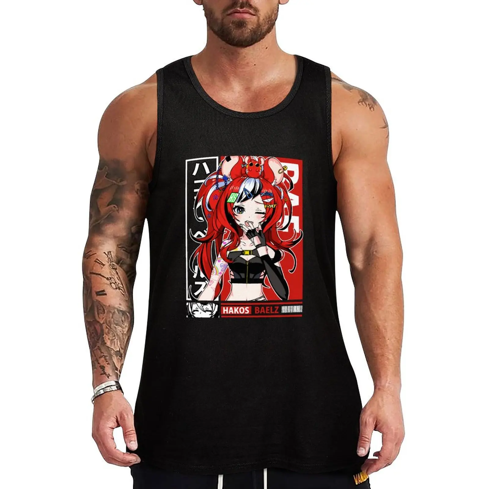 

Hakos Baelz Bae Wink Tank Top Sports clothing t-shirt for men gym Men's t-shirts muscular man