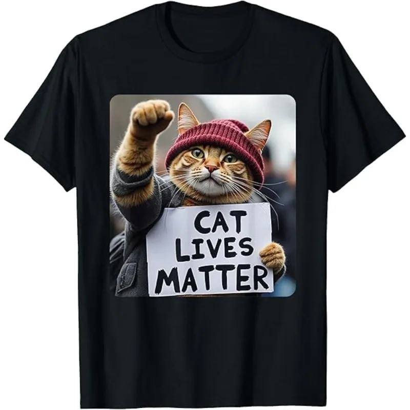 

Women's Cat Lives Matter Meme T-Shirt Men Oversized Tee Cotton Streetwear Loose Short Sleeve The Summer Harajuku O-Neck Couple