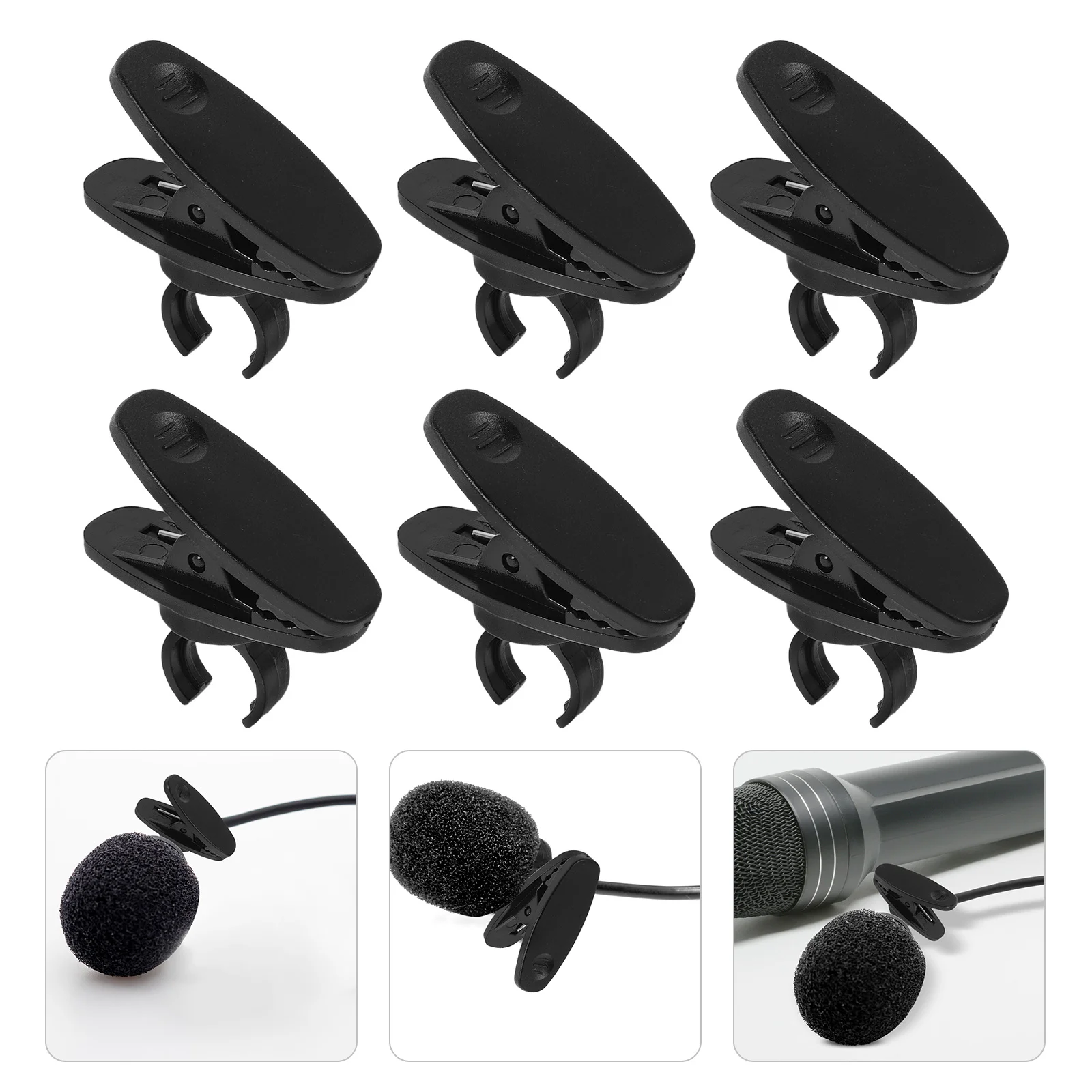 

10Pcs Black Lapel Microphone Clip Rotatable Adjustable Mic Stand Clamp for Podcast Interview Stage Performance Recording