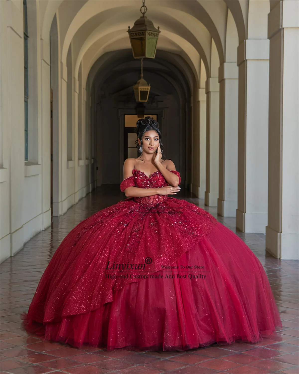 

Princess Appliques Lace Quinceanera Dresses Ball Gown Customized Sweet 16 Birthday Mexican Off Shoulder Vestidos De 15 Anos