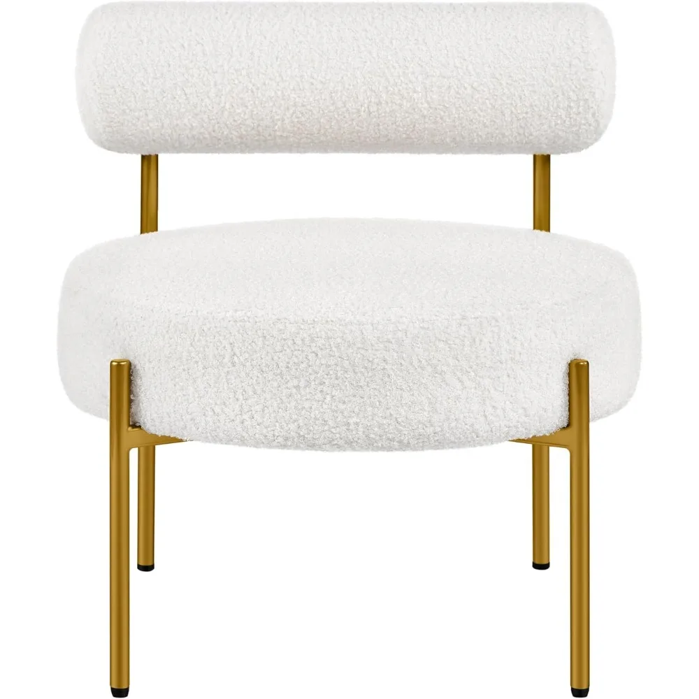

Modern Vanity Chair, Boucle Fabric Accent Chair with Gold Metal Legs for Living Room Makeup Room