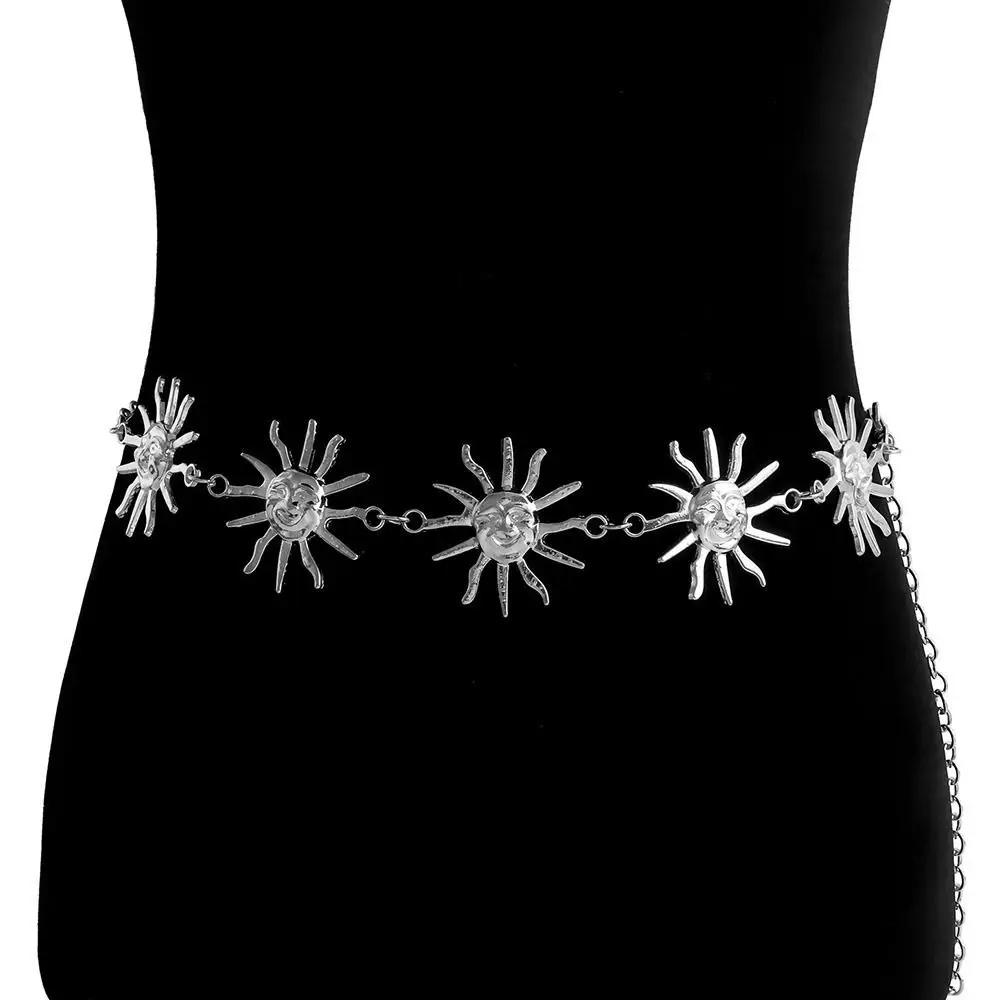 

All-match Metal Vintage Womans Belt Punk Waist Chain Sun Waistband Dress Cummerbands