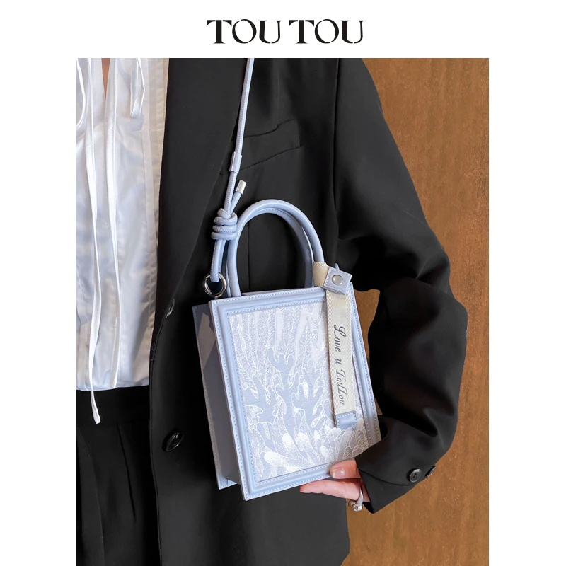 TOUTOU Mini Tote Handbag for Women Fashion Piano Score New Embroidered Chinese Style Underarm Bag Handheld Crossbody Bag