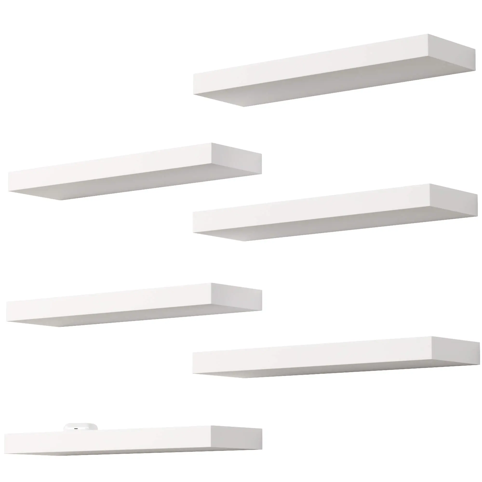 

White 6Pcs Floating Shelves, Wall Mounted Small Shelves for Room, Modern Hanging Shelves, Display Wall for Wall Décor