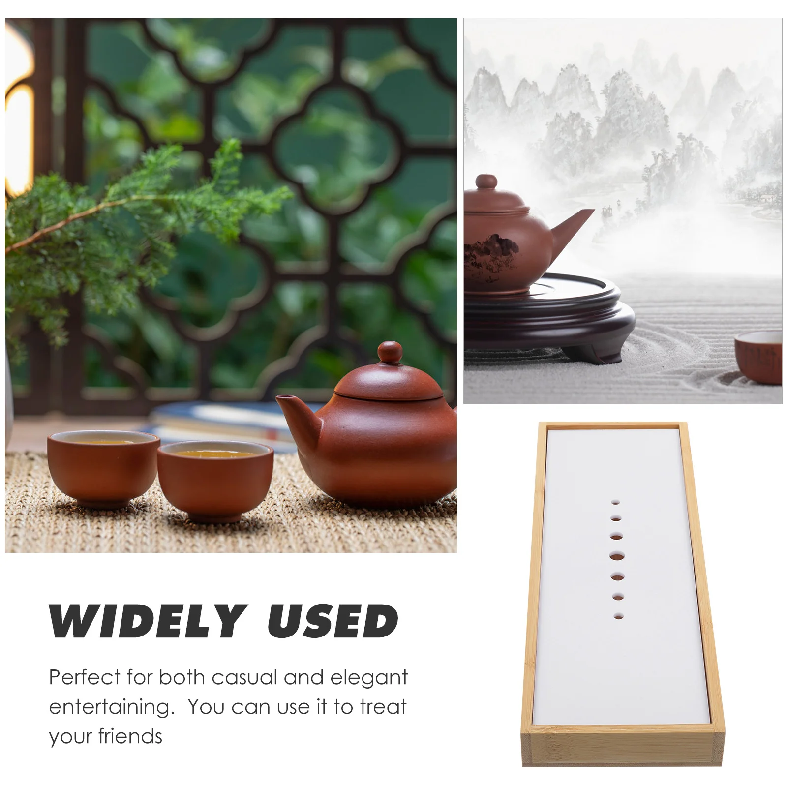 

Bamboo Tea Tray Dish Drainer Drying Rack Practical Easy Clean Home Kitchen Decor Tea Drain Tray Dish Drainer Drying Rack