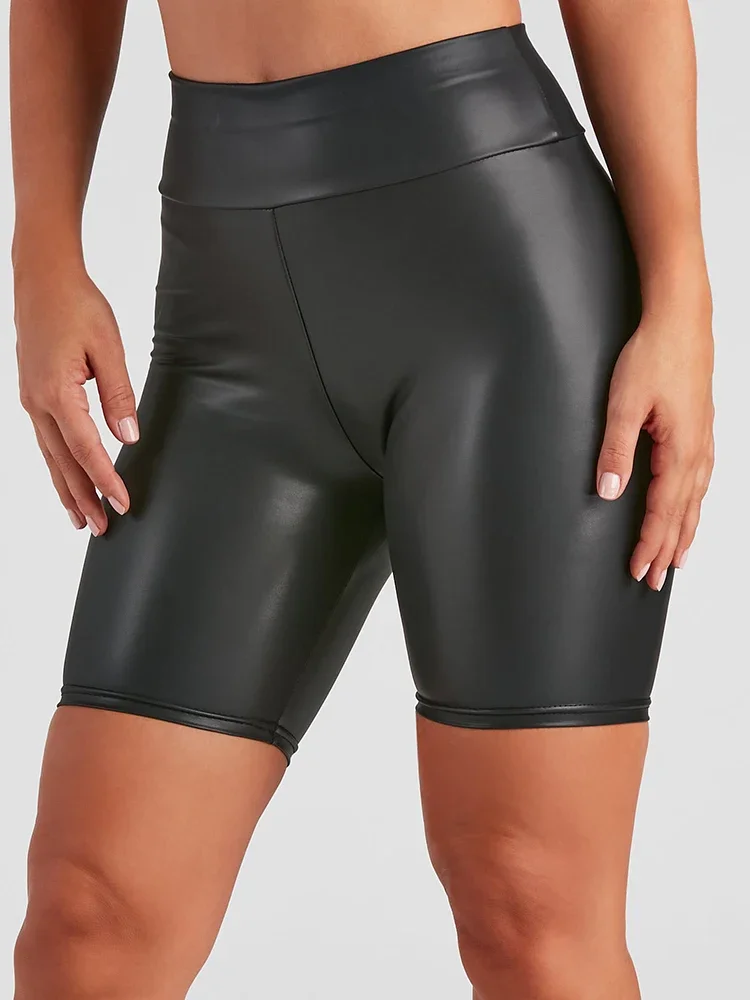 

High Waist Matte Leather Biker Shorts Women Casual Stretch PU Bodycon Shorts Ladies Shorts Body Shaper Hot Pants Custom Clubwear