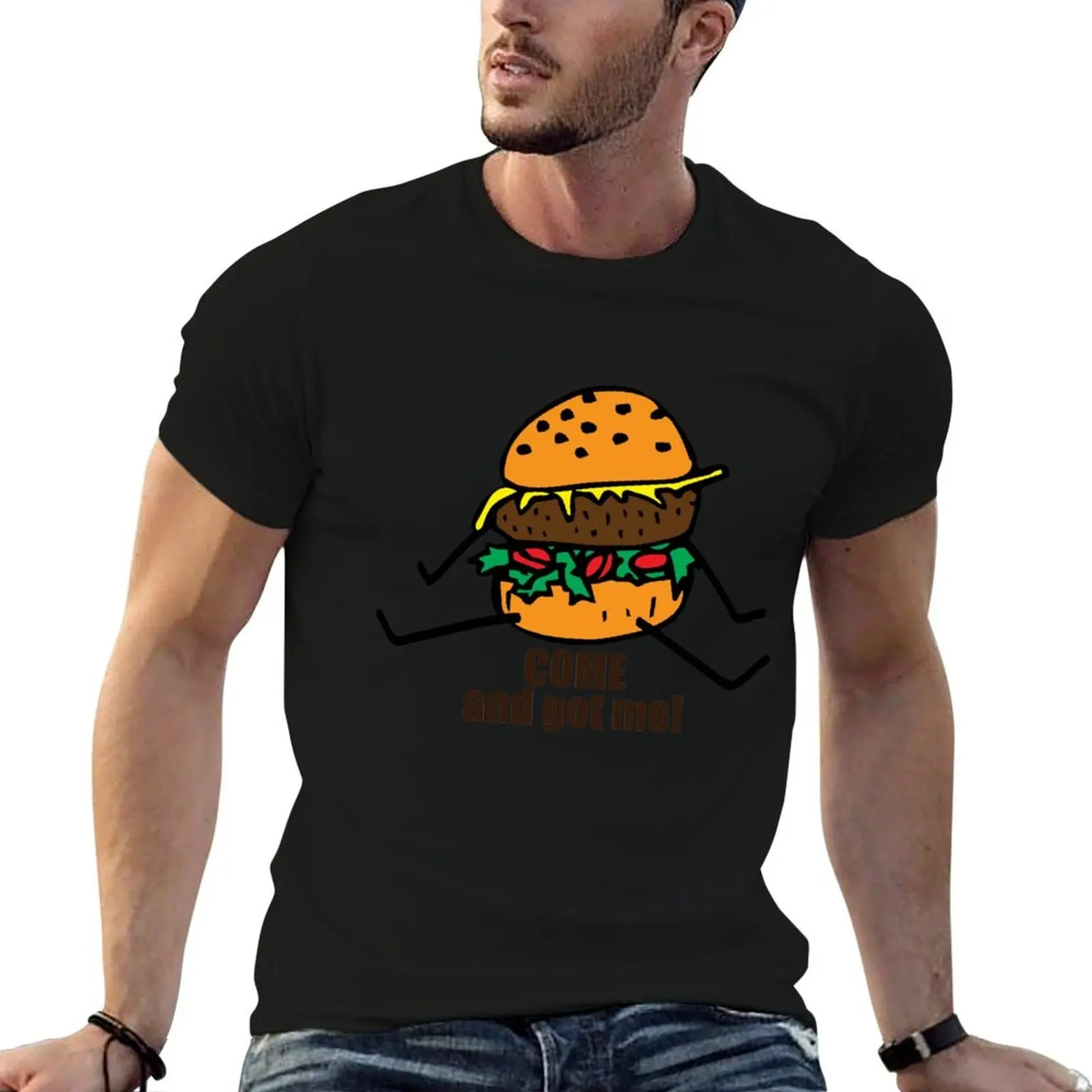 Burger man delicious T-Shirt quick-drying kawaii clothes mens funny t shirts