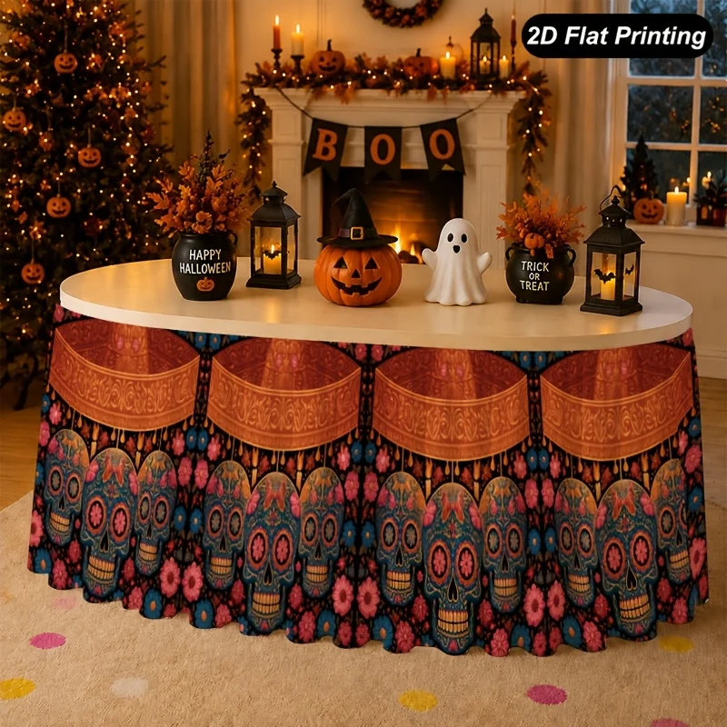1 piece of Halloween tablecloth. Halloween folk bride pattern tablecloth. Very suitable for decorating the family kitchen.zyc