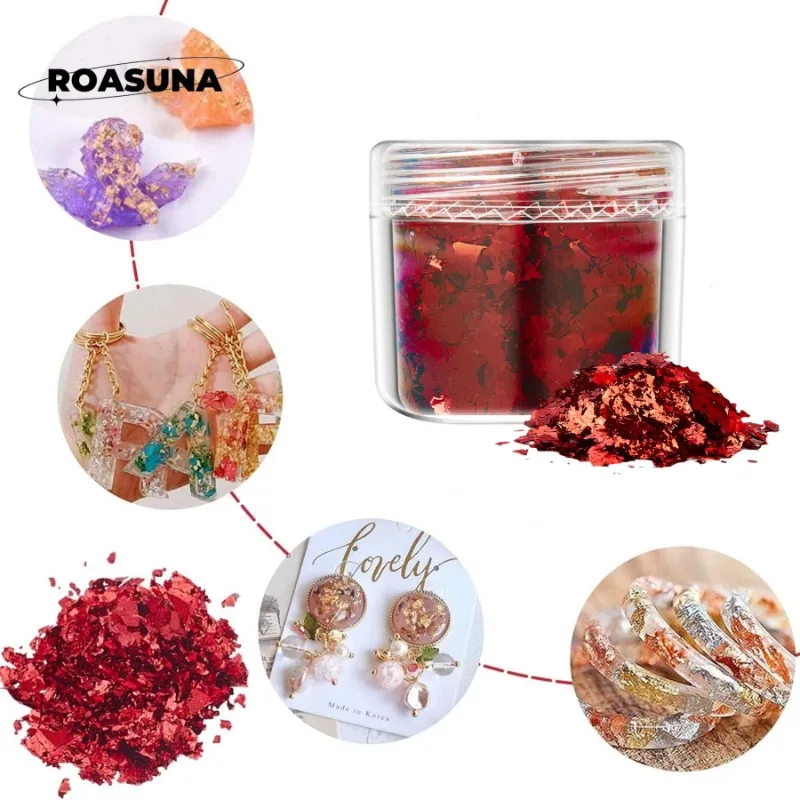 رقائق رقائق الذهب، رقائق التذهيب 20 لونًا، رقائق رقائق معدنية، رقائق رقائق الذهب المقلدة مع ملاقط للراتنج، فن الأظافر