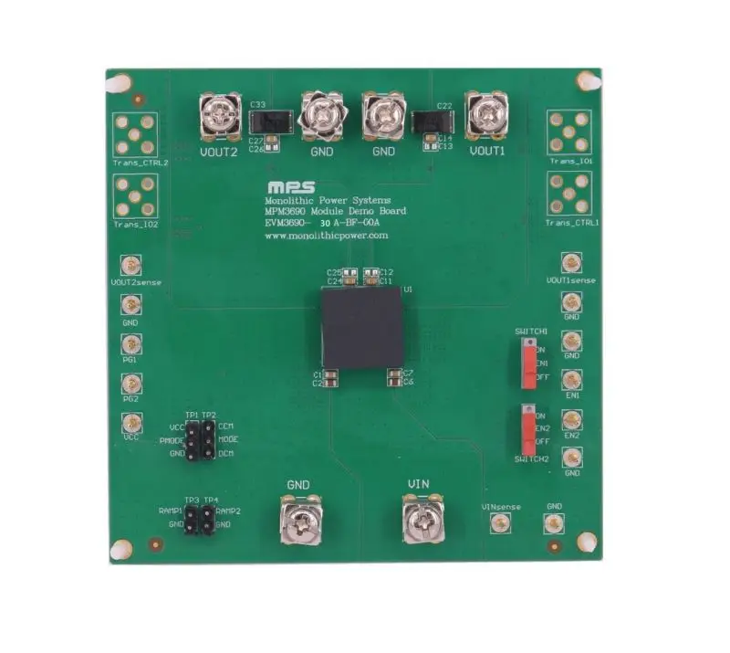 

MPS EVM3690-30A-BF-00A Evaluation Board, MPM3690GBF-30A, Synchronous Step-Down (Buck) Module, Power Management