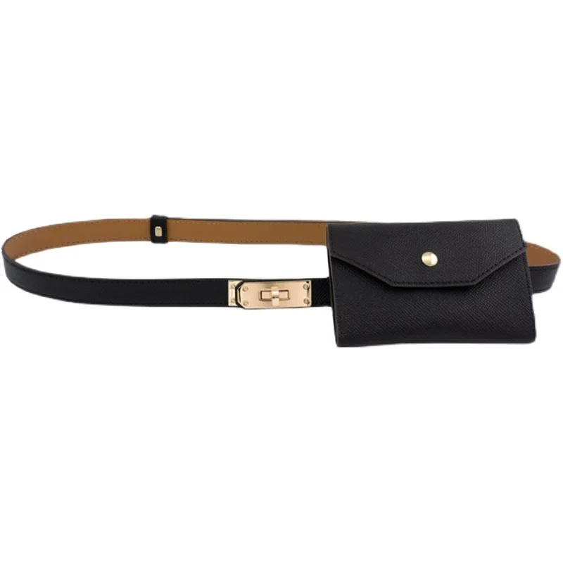 2023 New Design Real Leather Waist Bag Belt for Women Fine Decorative Small Belt Bag Accessories