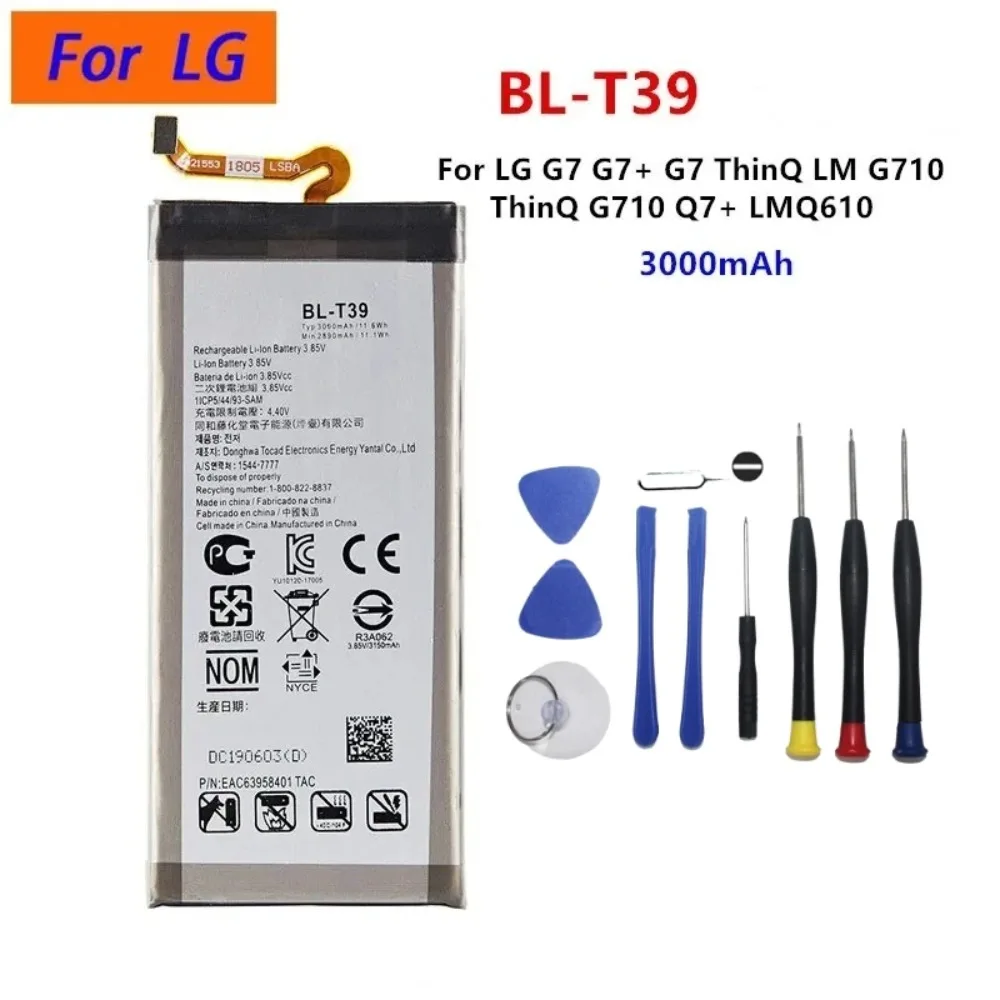 In Stock New BL-T39 3000mAh 3.85V Mobile Phone Battery For LG G7 G7+ G7 ThinQ LM G710 ThinQ G710 Q7+ LMQ610 + Free Tools view 2