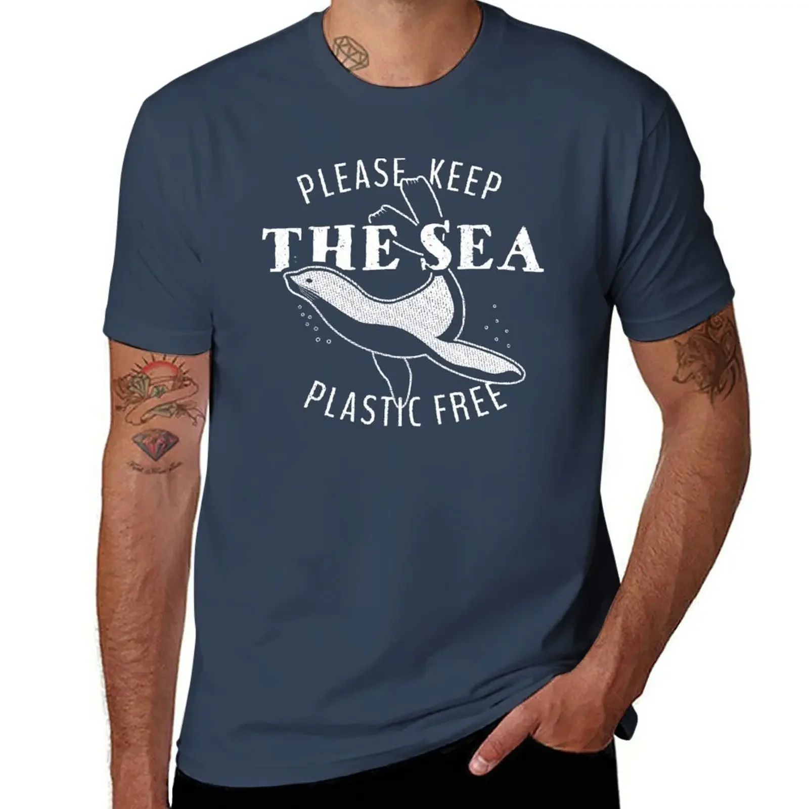 New Please Keep the Sea Plastic Free - Sealion T-Shirt Short sleeve tee Tee shirt hippie clothes oversized t shirt men