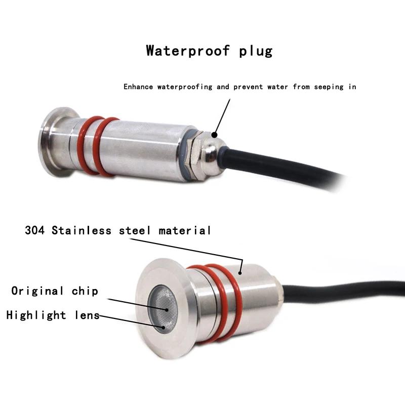 LED DC12v IP68 مقاوم للماء مصابيح مدفونة سطح السفينة ضوء DC24V خارج راحة درج تحت الأرض الطابق جدار ستار الأضواء 3000K وصمة عار