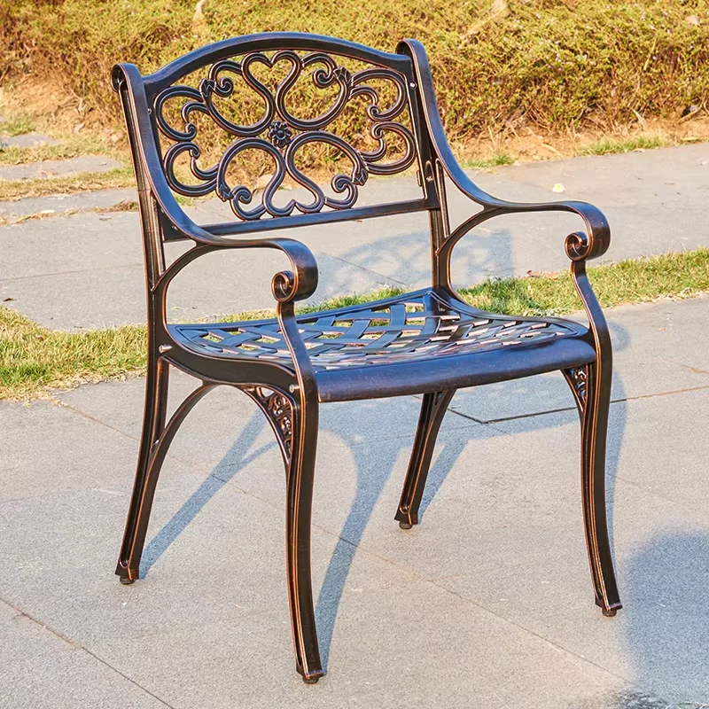 European Garden Cast Aluminum Chair Rust-Resistant Metal Chairs Hotel Urniture Terrace Waterproof Patio Furniture Leisure Chair