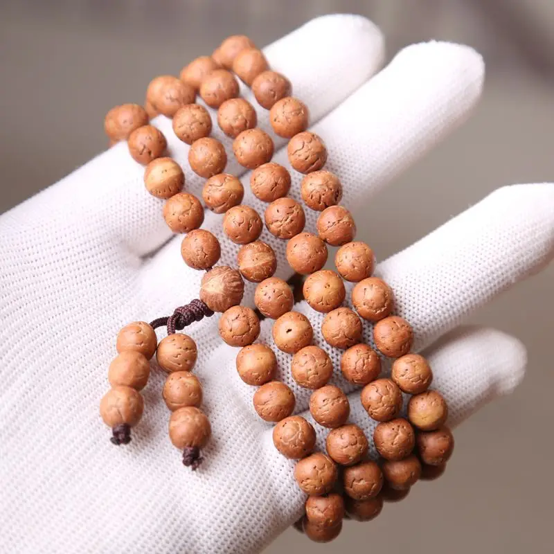 Eye Bodhi Jujube Core 108 Beads Long String Necklace Light Pattern Thick Skin Round Handheld Brace