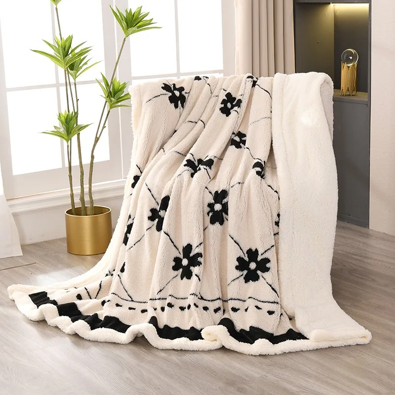 

Ultra-Plush Cationic Fleece & Sherpa Dual-Layer Blanket - Multi-Use for Office Nap, Sofa, Wrap