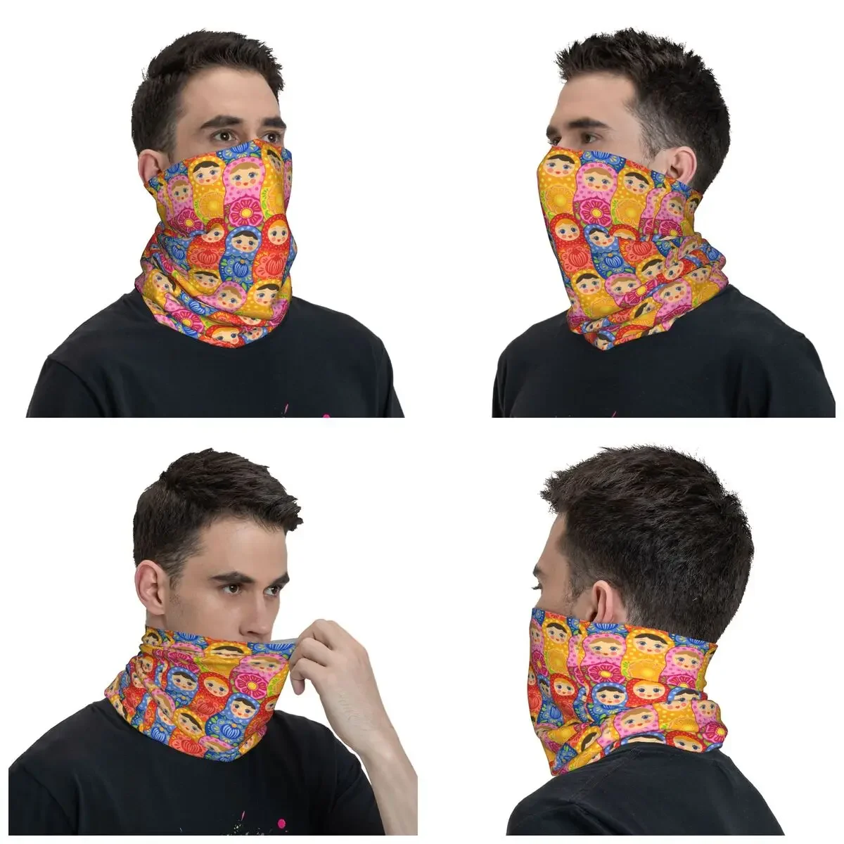 Matrioska Modello bambola russa Bandana Ghetta per il collo Stampato Cartoon Plaid Passamontagna Sciarpa avvolgente Copricapo multiuso Corsa