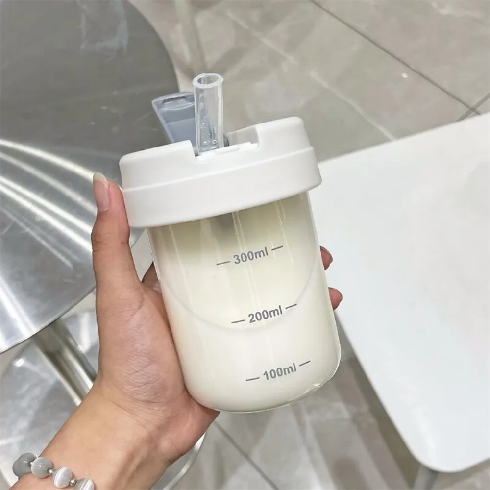 

Drinkware With 300ml Tick Mark Straw Water Cups Plastic Small Size Coffee Milk Bottles Water Bottle Travel